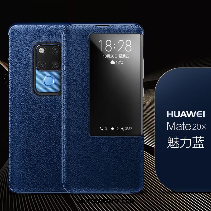 Futerał Huawei Mate 20 X Skórzany Futerał Telefon Komórkowy Czerwony Biznes Ochraniacz Obudowa Tanie