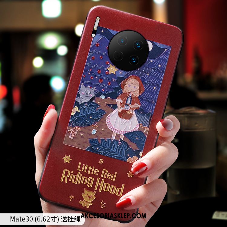 Futerał Huawei Mate 30 Relief Czerwony Netto Anti-fall Modna Marka Mały Obudowa Sprzedam