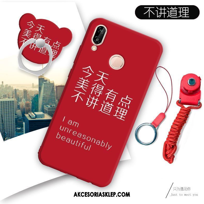 Futerał Huawei P Smart+ Wiszące Ozdoby Miękki Telefon Komórkowy Ochraniacz Czerwony Obudowa Tanie