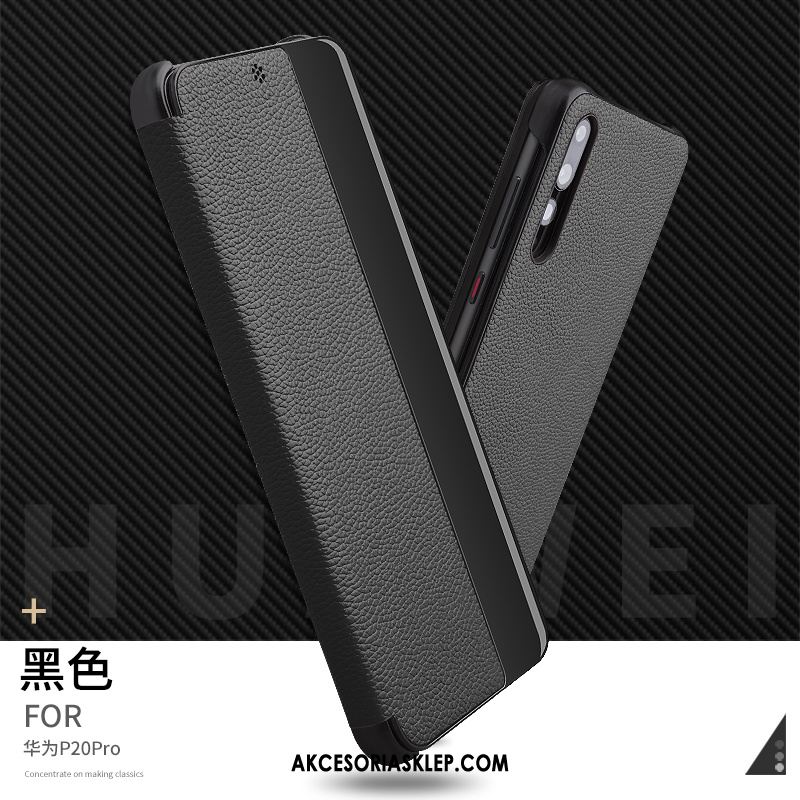 Futerał Huawei P20 Pro Prawdziwa Skóra Czarny Ochraniacz Skórzany Futerał Telefon Komórkowy Etui Tanie