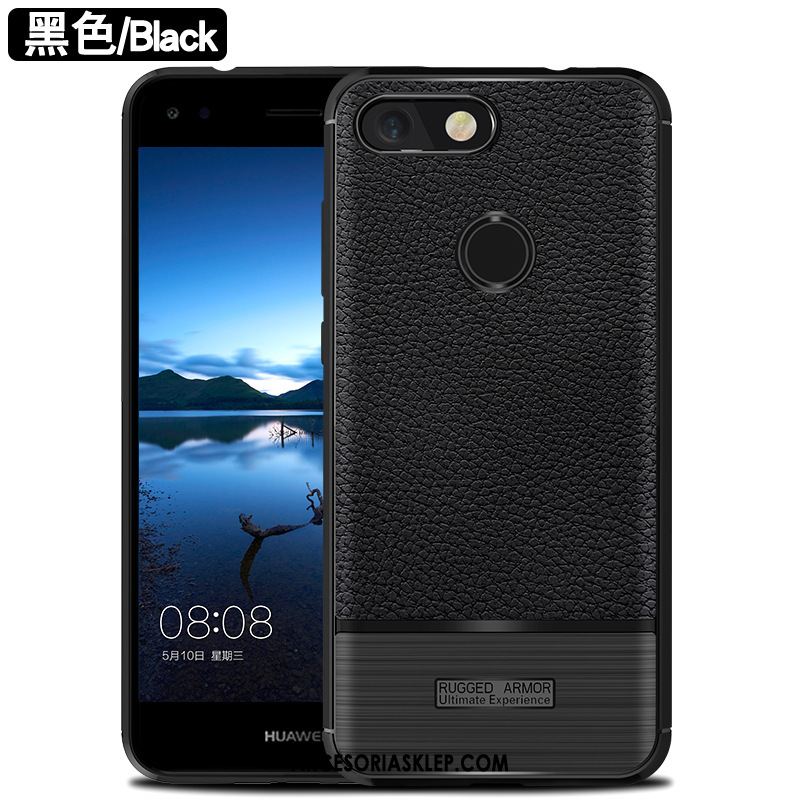 Futerał Huawei Y6 2018 Miękki Litchi Silikonowe Czarny Telefon Komórkowy Obudowa Sklep