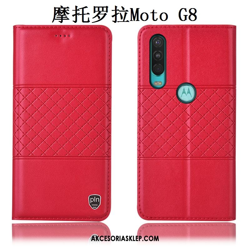 Futerał Moto G8 All Inclusive Anti-fall Prawdziwa Skóra Telefon Komórkowy Czerwony Etui Kup