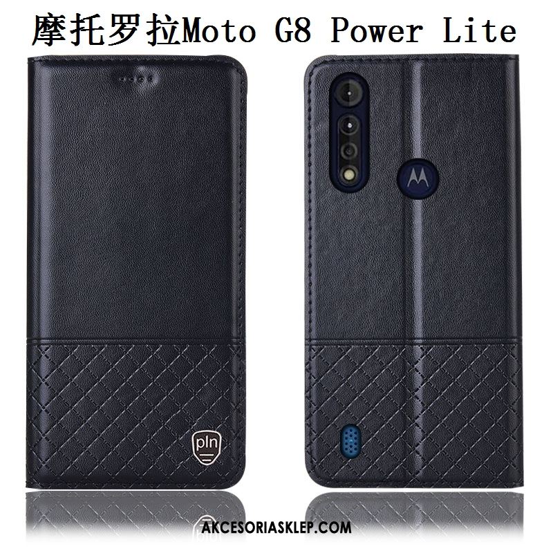 Futerał Moto G8 Power Lite Anti-fall All Inclusive Niebieski Prawdziwa Skóra Telefon Komórkowy Etui Sklep