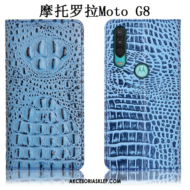Futerał Moto G8 Telefon Komórkowy Czarny Skórzany Futerał Prawdziwa Skóra Anti-fall Etui Tanie