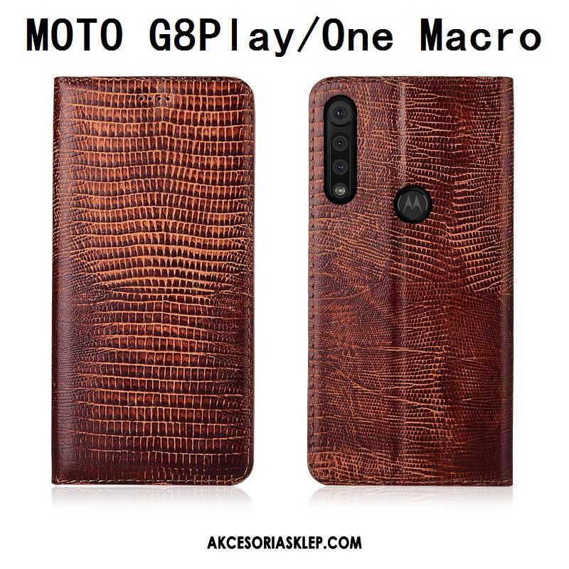 Futerał Motorola One Macro Telefon Komórkowy Prawdziwa Skóra Anti-fall Silikonowe Skórzany Futerał Etui Dyskont