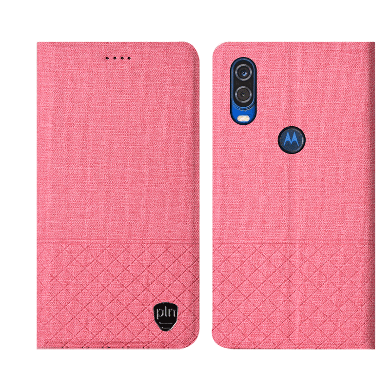 Futerał Motorola One Vision Różowe Skórzany Futerał Telefon Komórkowy All Inclusive Bawełna I Len Obudowa Tanie