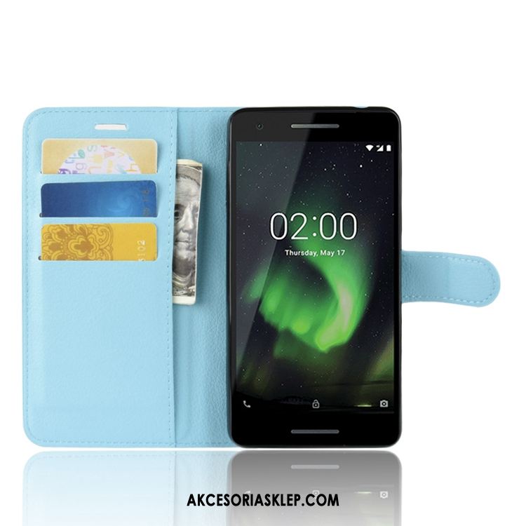 Futerał Nokia 2.1 Karta Niebieski Telefon Komórkowy Portfel Litchi Etui Sklep