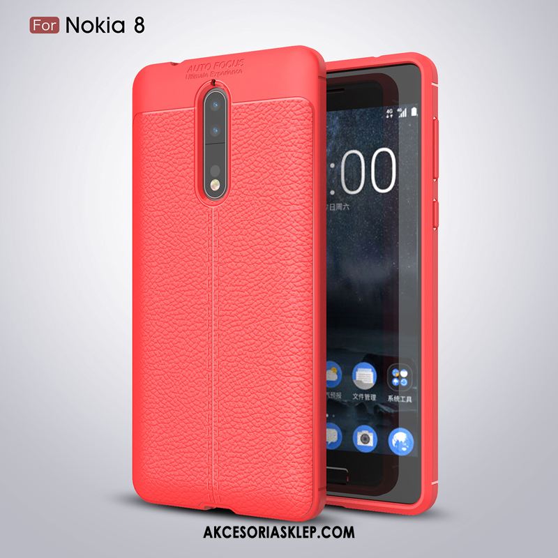 Futerał Nokia 8 Anti-fall Skóra Cienkie Czerwony Telefon Komórkowy Etui Sprzedam