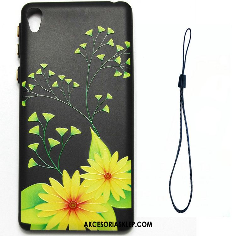Futerał Sony Xperia E5 Ochraniacz Kwiaty Telefon Komórkowy Żółty Relief Etui Dyskont