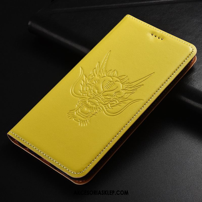 Futerał Sony Xperia L3 Smok Żółty Wzór Telefon Komórkowy Prawdziwa Skóra Etui Sklep