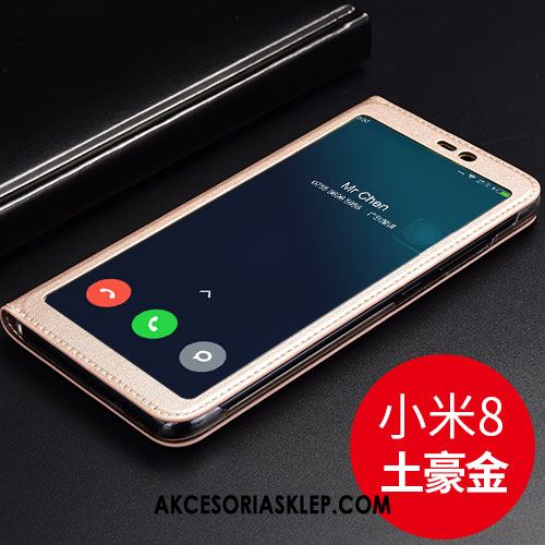 Futerał Xiaomi Mi 8 Ciemno Niebieski Skórzany Futerał Anti-fall Klapa Mały Etui Online