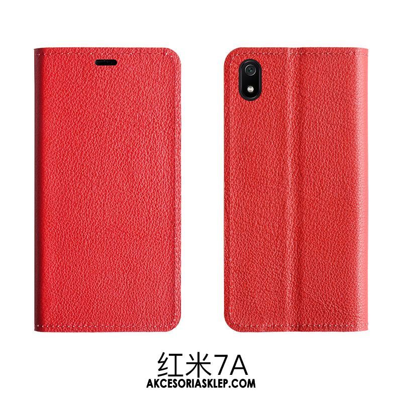 Futerał Xiaomi Redmi 7a Prawdziwa Skóra Ochraniacz Wspornik Telefon Komórkowy Czerwony Etui Sklep