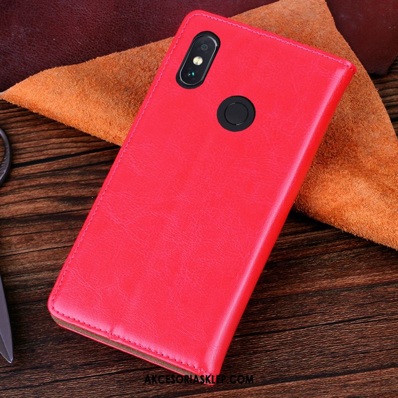 Futerał Xiaomi Redmi Note 5 Skórzany Futerał Czerwony Biznes Skóra Bydlęca Anti-fall Etui Tanie