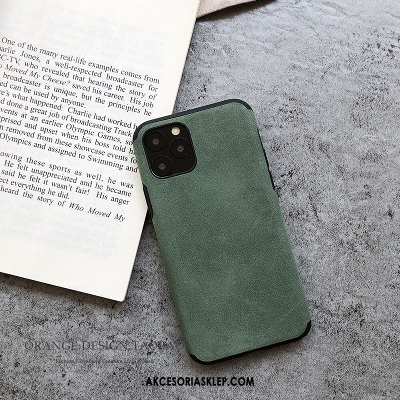 Futerał iPhone 11 Pro Max Miękki Nubuku Zielony Jednolity Kolor Jakość Etui Online