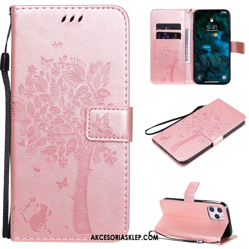 Futerał iPhone 12 Pro Max Różowe Karta Skórzany Futerał Ochraniacz Telefon Komórkowy Etui Sklep