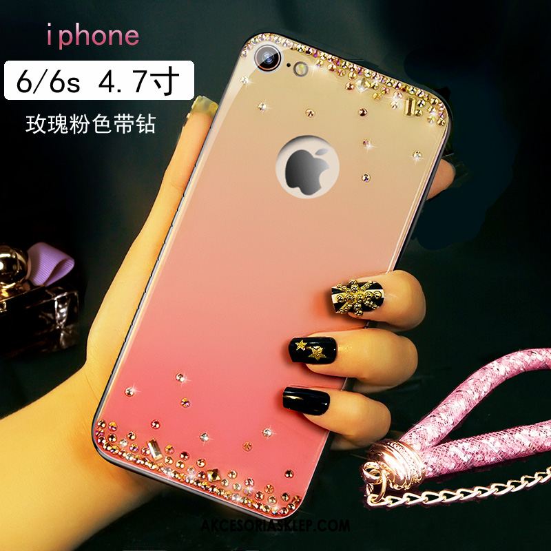 Futerał iPhone 6 / 6s Szkło Różowe Złoto Telefon Komórkowy Osobowość Rhinestone Pokrowce Sklep
