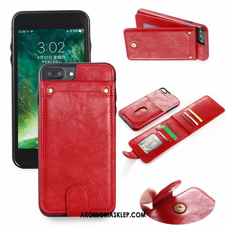Futerał iPhone 7 Plus Anti-fall Czerwony Skórzany Futerał Portfel Telefon Komórkowy Etui Tanie