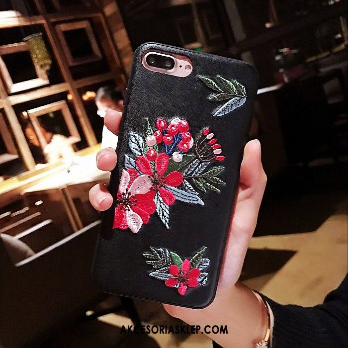 Futerał iPhone 8 Plus Skórzany Futerał Kreatywne Luksusowy Kwiaty Różowy Obudowa Tanie