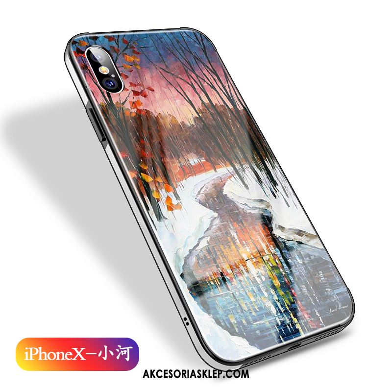 Futerał iPhone X Telefon Komórkowy Purpurowy Obraz Olejny Szkło Anti-fall Etui Sklep