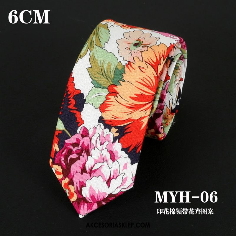 Krawat Męskie 6 Cm Vintage Bawełna Wzór Kwiaty Sklep
