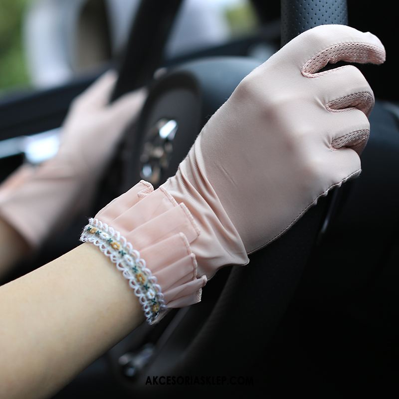 Rękawiczki Damskie Antypoślizgowe Damska Lato Różowy Ochrona Przed Słońcem Sprzedam