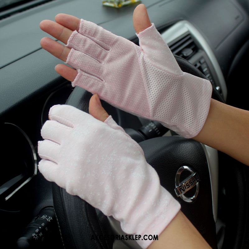 Rękawiczki Damskie Dla Kierowców Krótki Różowy Anty-uv Z Bawełny Kup