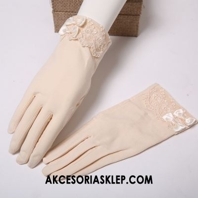 Rękawiczki Damskie Z Bawełny Ochrona Przed Słońcem Purpurowy Płótno Elastyczne Sprzedam