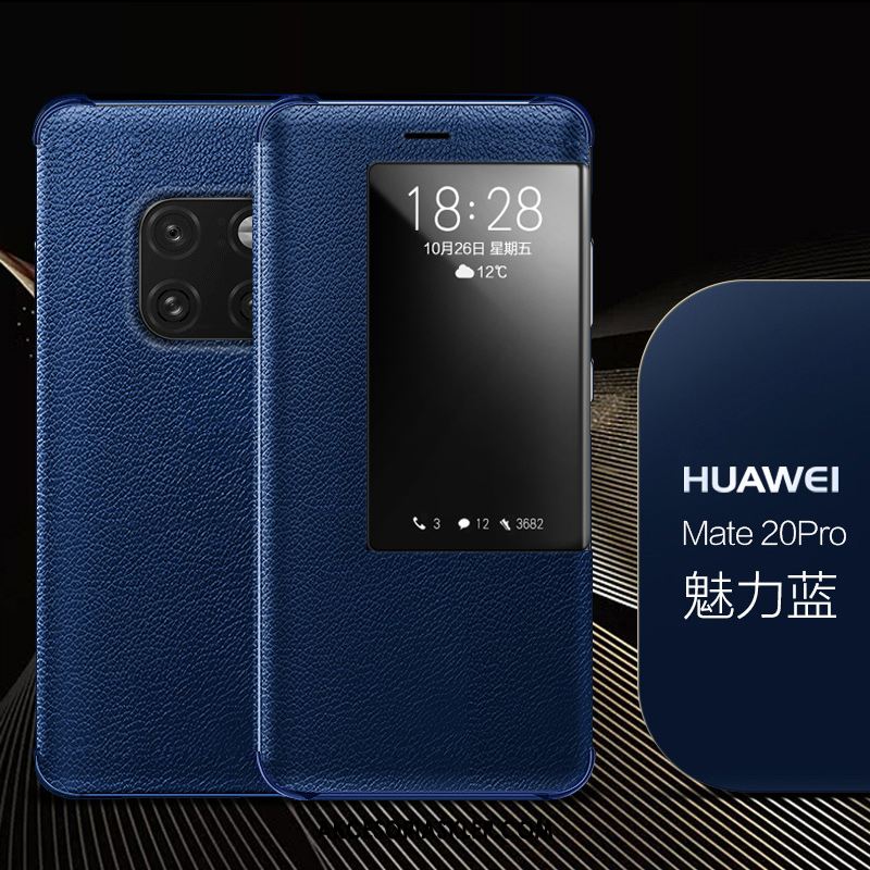 Futerał Huawei Mate 20 Pro Biznes Ochraniacz Anti-fall Niebieski Prawdziwa Skóra Pokrowce Sklep