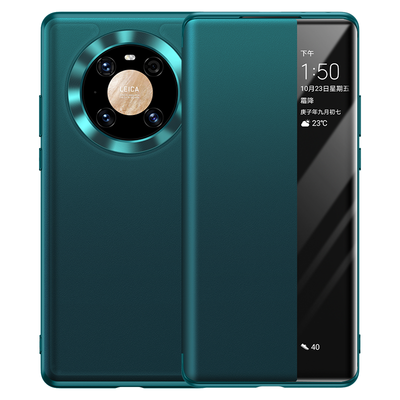 Futerał Huawei Mate 40 Ochraniacz Prawdziwa Skóra Zielony Telefon Komórkowy Klapa Obudowa Tanie