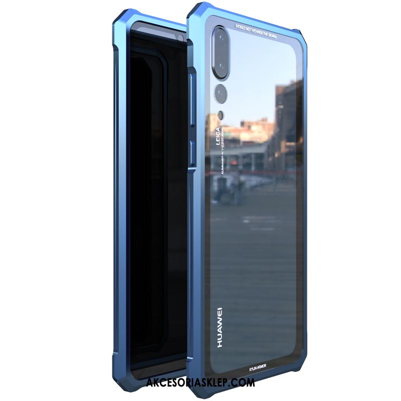 Futerał Huawei P20 Niebieski Trudno Metal Tylna Pokrywa Szkło Etui Kupię