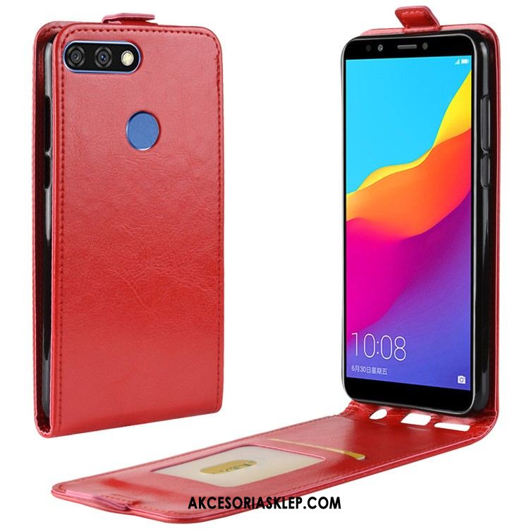 Futerał Huawei Y7 2018 Skórzany Futerał Czerwony Telefon Komórkowy Obudowa Sklep