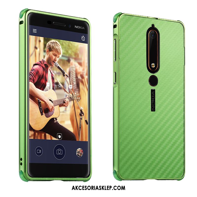 Futerał Nokia 6.1 Włókno Granica Zielony Telefon Komórkowy Ochraniacz Obudowa Kup
