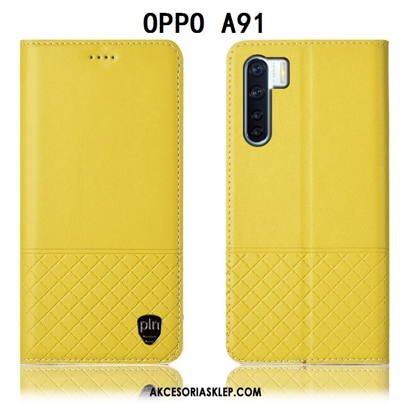 Futerał Oppo A91 Skórzany Futerał Ochraniacz Telefon Komórkowy Anti-fall Żółty Sklep