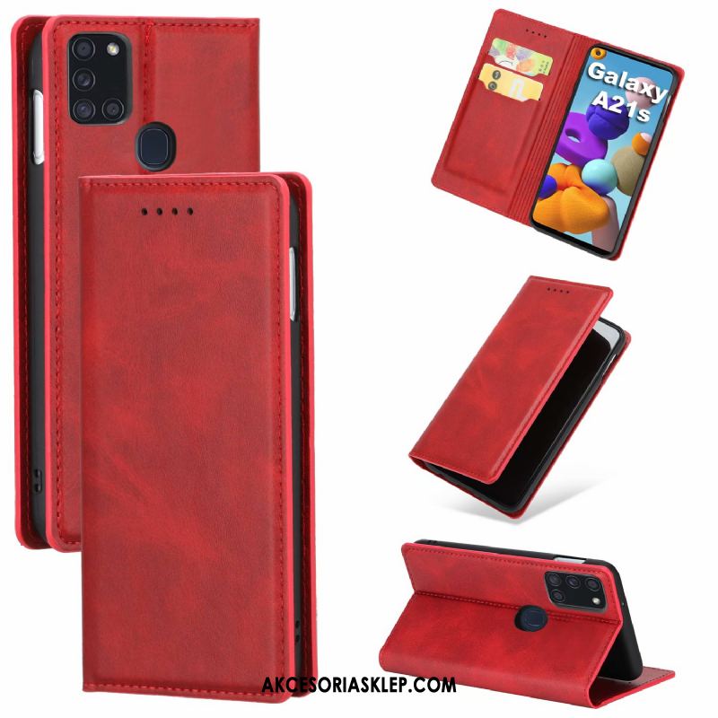 Futerał Samsung Galaxy A21s Telefon Komórkowy Czerwony Anti-fall All Inclusive Skórzany Futerał Etui Sprzedam