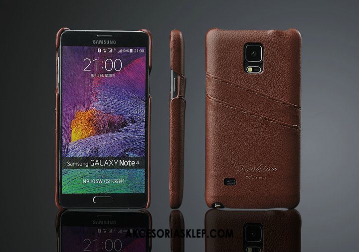 Futerał Samsung Galaxy Note 4 Tylna Pokrywa Prawdziwa Skóra Karta Skóra Bydlęca Telefon Komórkowy Pokrowce Sklep