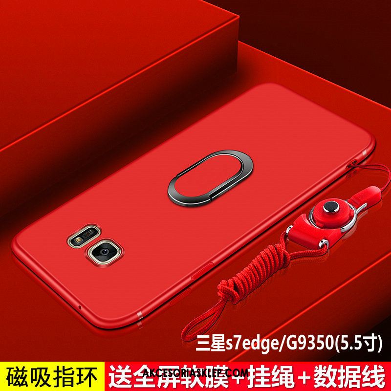 Futerał Samsung Galaxy S7 Edge Czerwony Nubuku Miękki Ochraniacz Gwiazda Obudowa Sprzedam