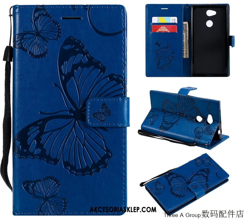 Futerał Sony Xperia L2 Ochraniacz Relief Karta Telefon Komórkowy Ciemno Niebieski Etui Kupię