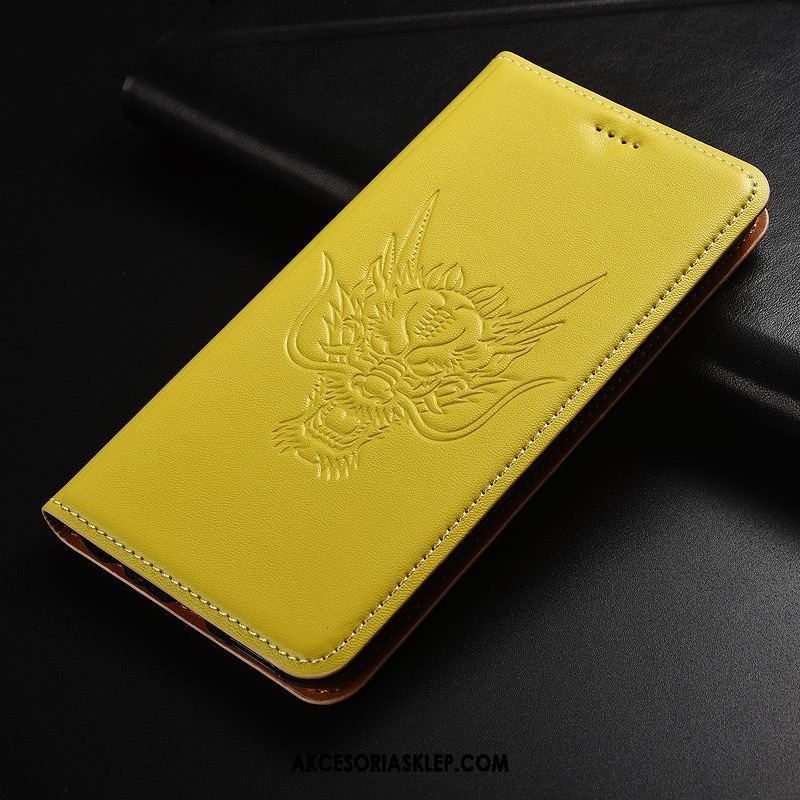 Futerał Sony Xperia L3 Smok Żółty Wzór Telefon Komórkowy Prawdziwa Skóra Etui Sklep