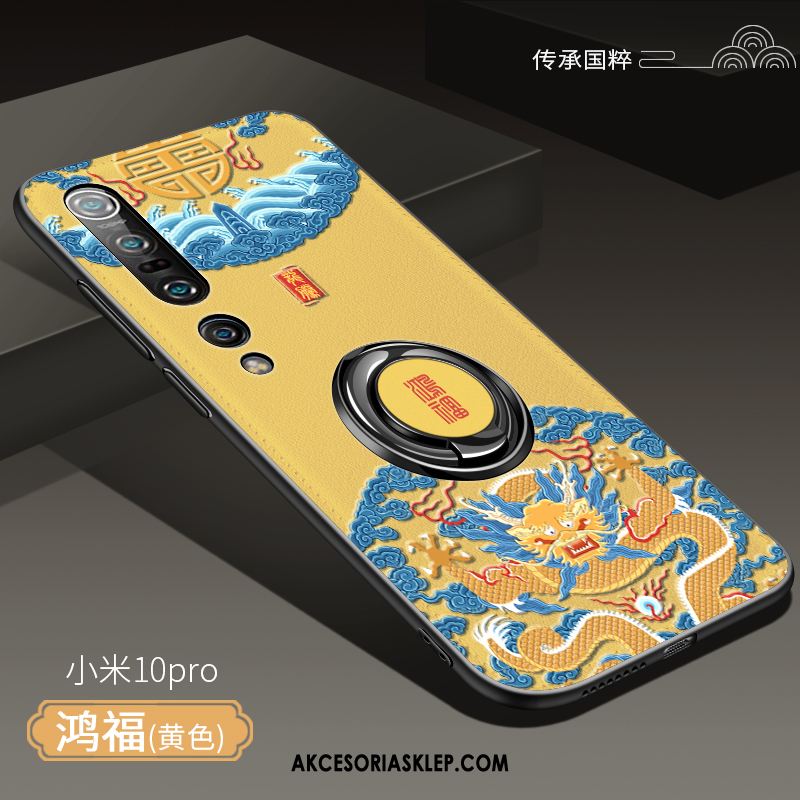 Futerał Xiaomi Mi 10 Pro Żółty Anti-fall Miękki Chiński Styl Nubuku Etui Sklep