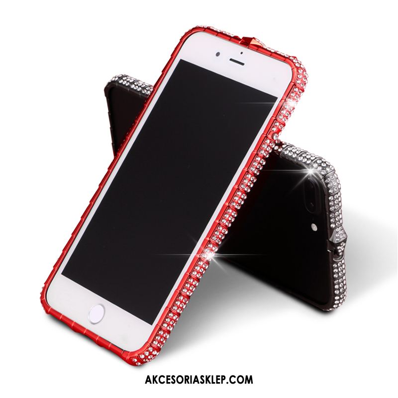 Futerał iPhone 7 Plus Granica Rhinestone Czerwony Metal Nowy Obudowa Sprzedam