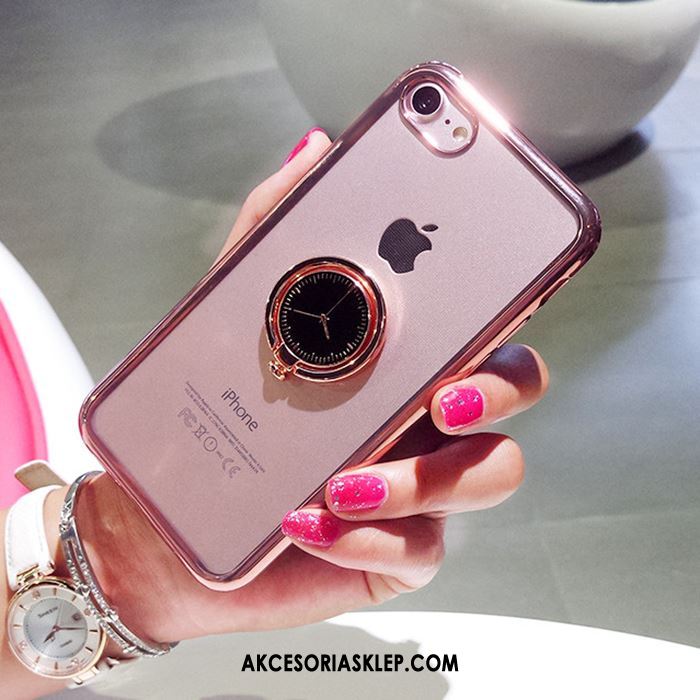 Futerał iPhone 8 Ring Różowe Złoto Wisząca Szyja Silikonowe Miękki Etui Tanie