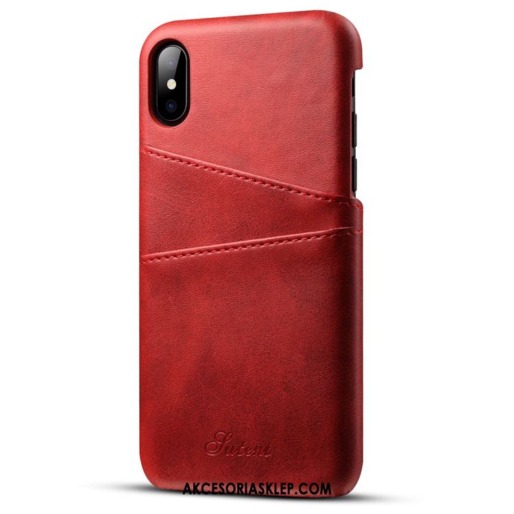 Futerał iPhone X Skórzany Futerał Karta Telefon Komórkowy Czerwony Anti-fall Etui Sprzedam