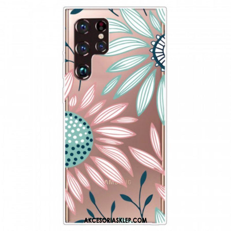 Futerały do Samsung Galaxy S22 Ultra 5G Przejrzysty Jeden Kwiat