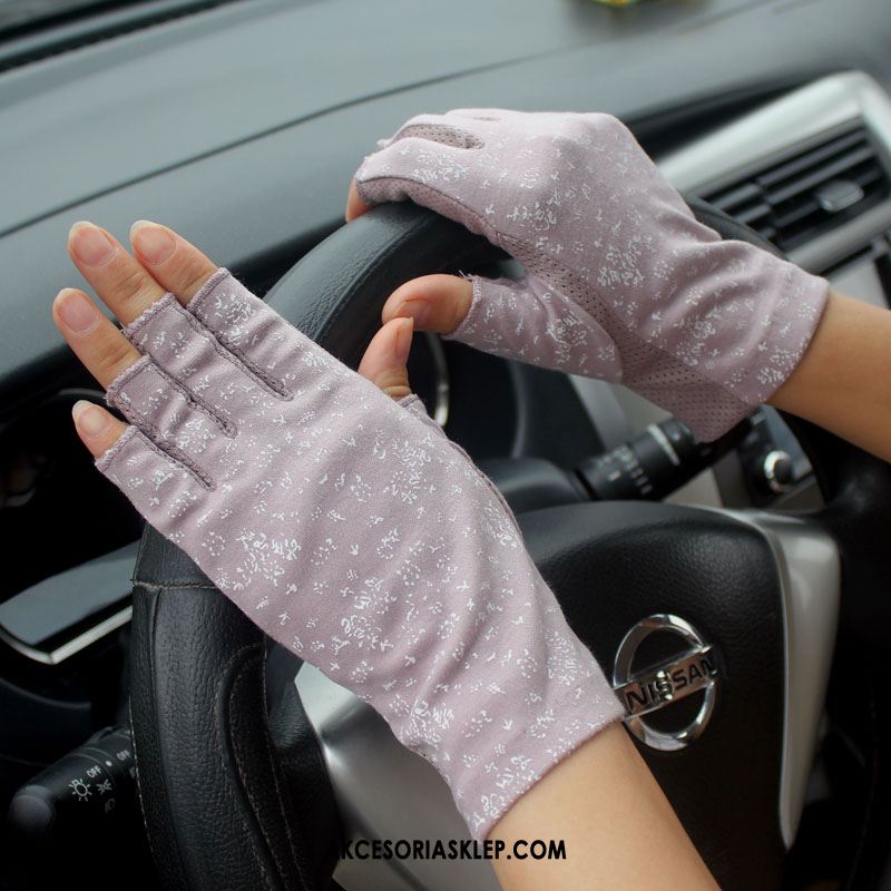 Rękawiczki Damskie Dla Kierowców Krótki Różowy Anty-uv Z Bawełny Kup