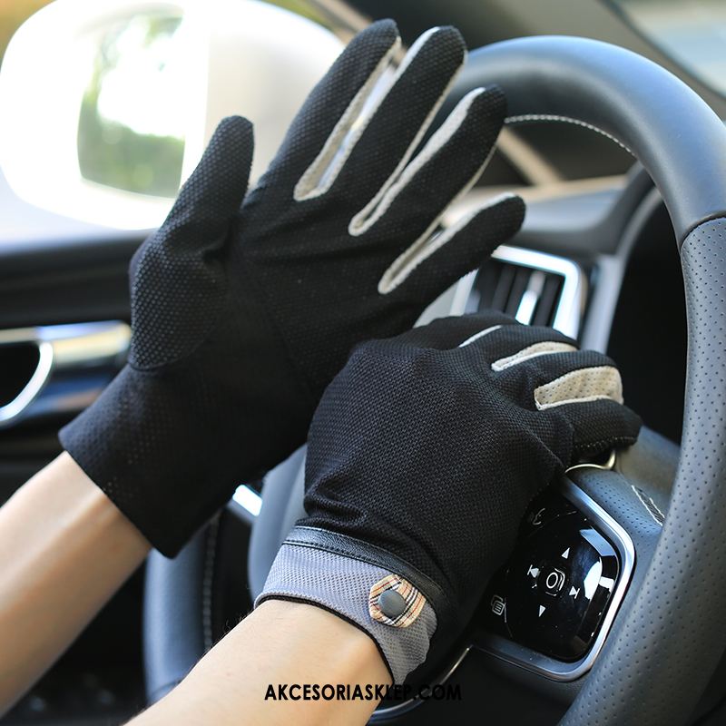 Rękawiczki Męskie Krótki Cienkie Dla Kierowców Ochrona Przed Słońcem Z Bawełny Tanie