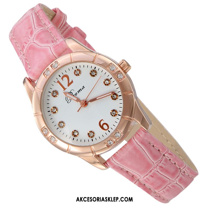 Zegarek Damskie Wodoodporny Zegarek Na Rękę Moda Różowy Paski Tanie