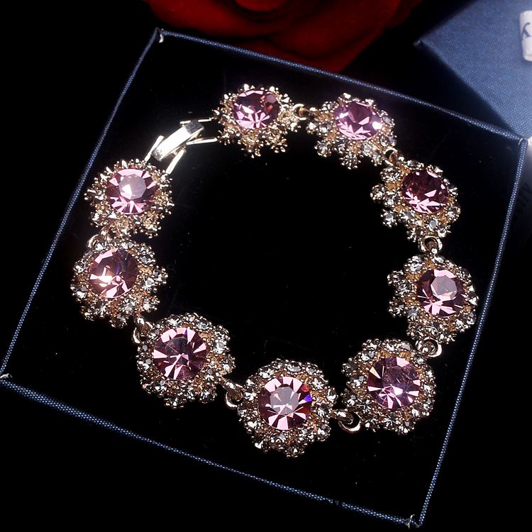 Bransoletki Damskie Siatkowe Vintage Super Rhinestone Purpurowy Kup