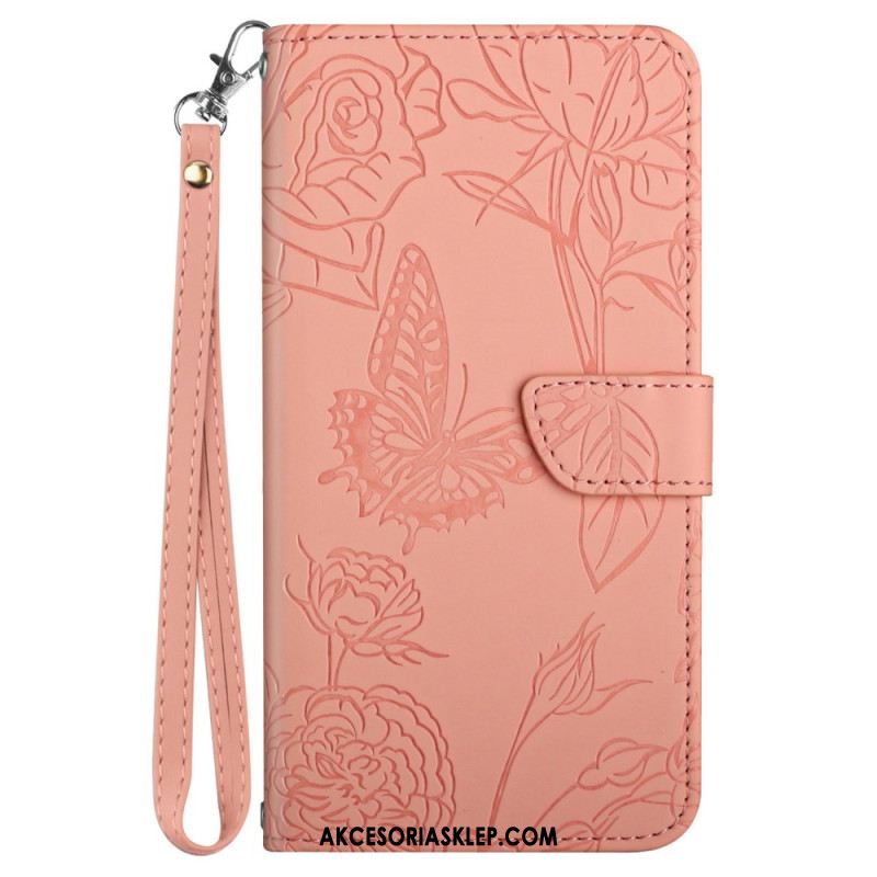 Etui Folio Do Google Pixel 8a Nadruk W Kształcie Motyla Z Paskiem