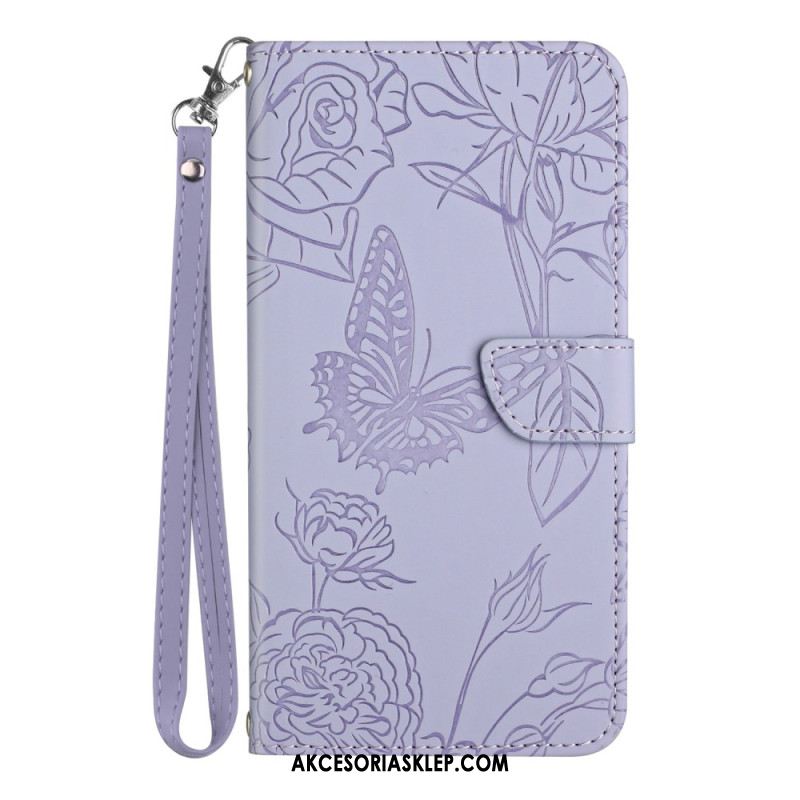 Etui Folio Do Xiaomi 14 Nadruk W Kształcie Motyla Z Paskiem