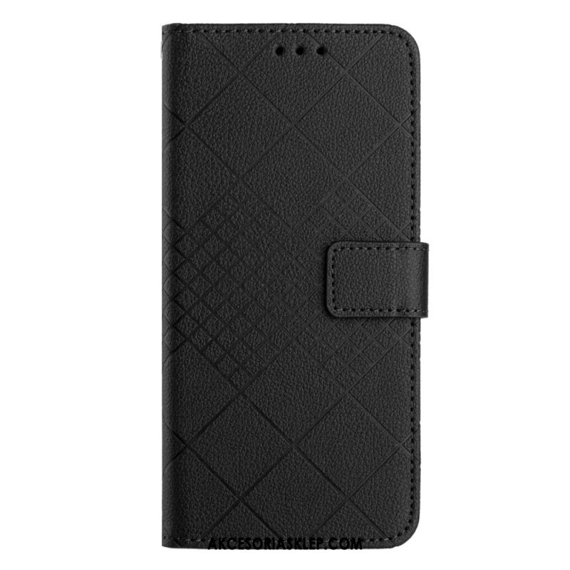 Etui Folio Do Xiaomi 14 Pro Wzór W Romby Na Ramiączkach